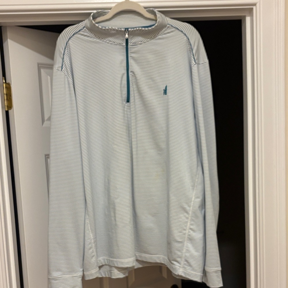 johnnie-O Blue and White Striped Pullover